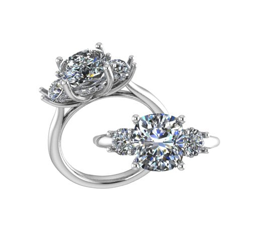 Cushion three stone ring